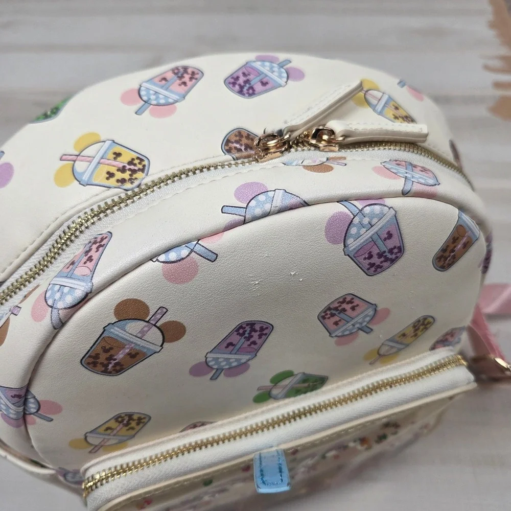 Disney x Danielle Nicole Boba Tea Mickey Mouse Mini Backpack Cream Shaker Pocket